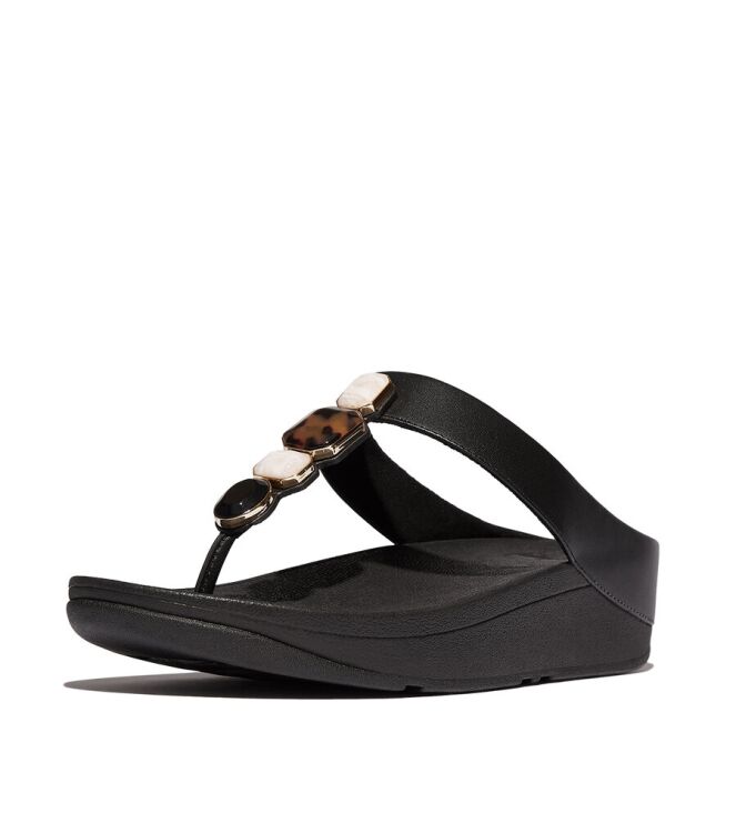 FitFlop Fino Multi-Stone all black  FitFlop IU9-090, slippers Direct leverbaar uit de webshop