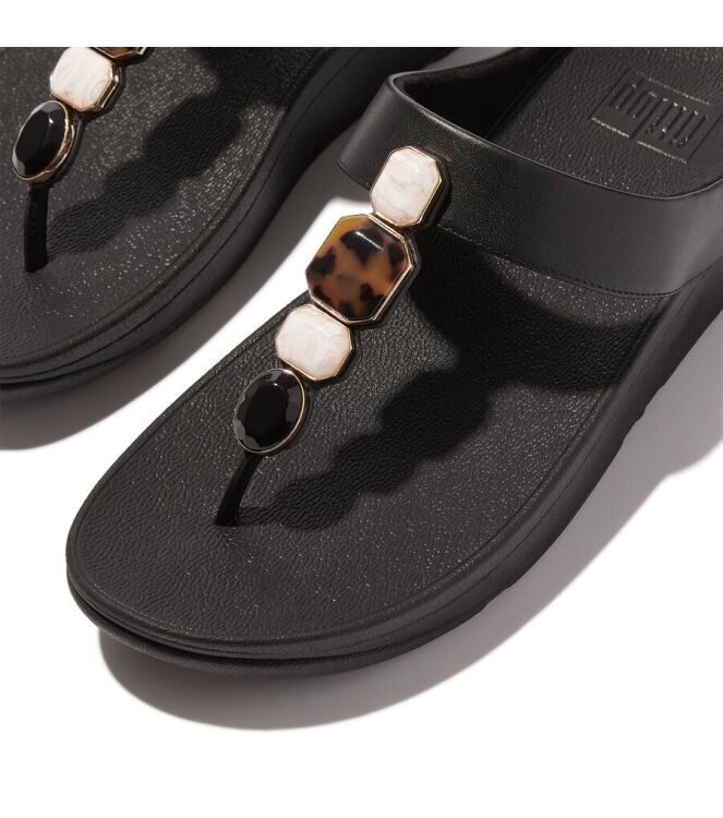 FitFlop Fino Multi-Stone all black  FitFlop IU9-090, slippers Direct leverbaar uit de webshop