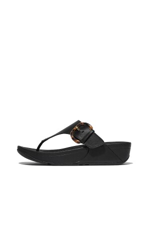 FitFlop Lulu Resin-Buckle Leather Toe-Post all black  FitFlop Lulu Resin-Buckle Leather Toe-Post all black
