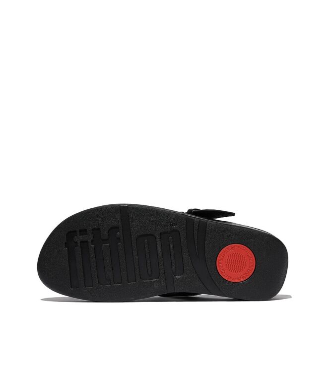 FitFlop Lulu Resin-Buckle Leather Toe-Post all black  FitFlop JE9-090, slippers Direct leverbaar uit de webshop