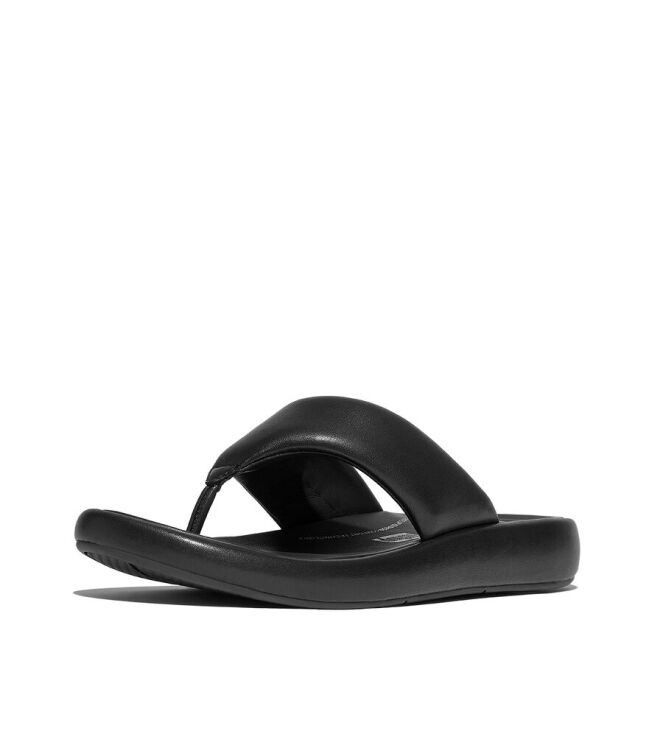 FitFlop iQushiom D-Luxe Padded Leather Toe-Post black FitFlop JB6-090, slippers Direct leverbaar uit de webshop
