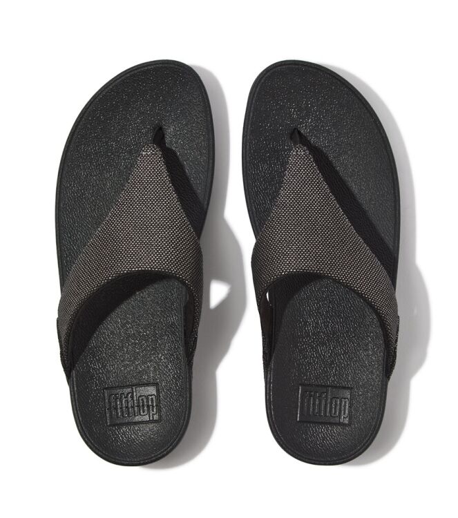 FitFlop Lulu Glitz-Canvas pewter black  FitFlop HQ9-B06, slippers Direct leverbaar uit de webshop