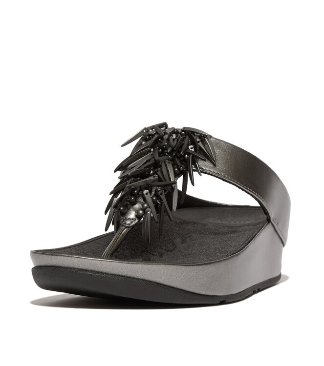 FitFlop Rumba Beaded Metallic pewter black  FitFlop HI7-B06, slippers Direct leverbaar uit de webshop