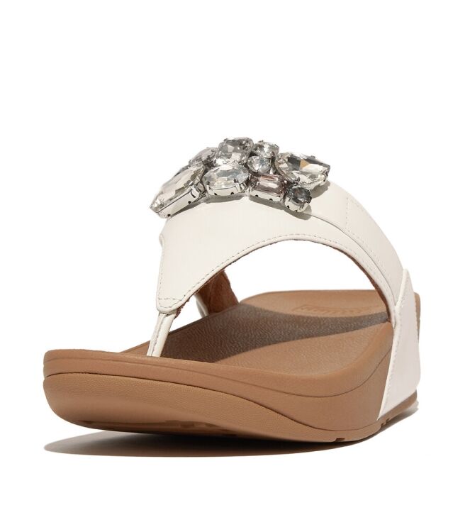 FitFlop Jewel-Deluxe Leather Toe-Post Sandals urban white  FitFlop HU7-194, slippers Direct leverbaar uit de webshop