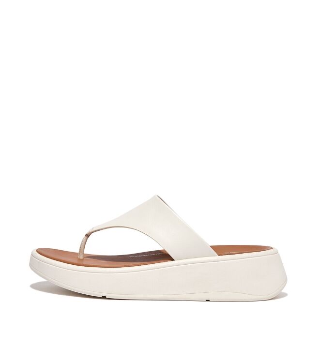 FitFlop F-Mode Leather Flatform cream FitFlop FW4-477, slippers Direct leverbaar uit de webshop