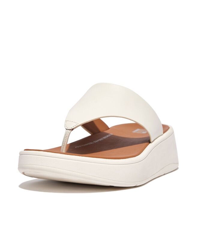 FitFlop F-Mode Leather Flatform cream FitFlop FW4-477, slippers Direct leverbaar uit de webshop