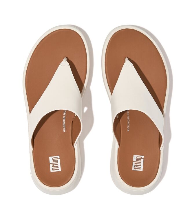 FitFlop F-Mode Leather Flatform cream FitFlop FW4-477, slippers Direct leverbaar uit de webshop