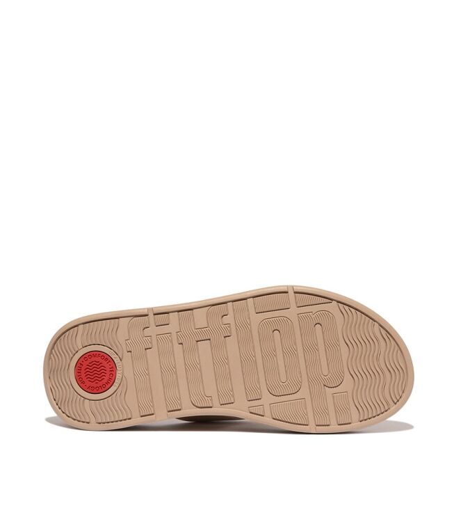 FitFlop F-Mode Leather Flatform Toe-Post latte beige FitFlop FW4-A94, slippers Direct leverbaar uit de webshop