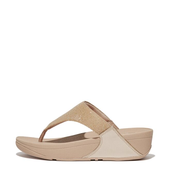 FitFlop Lulu Shimmerlux Toe-Post latte beige  FitFlop FZ7-A94, slippers Direct leverbaar uit de webshop