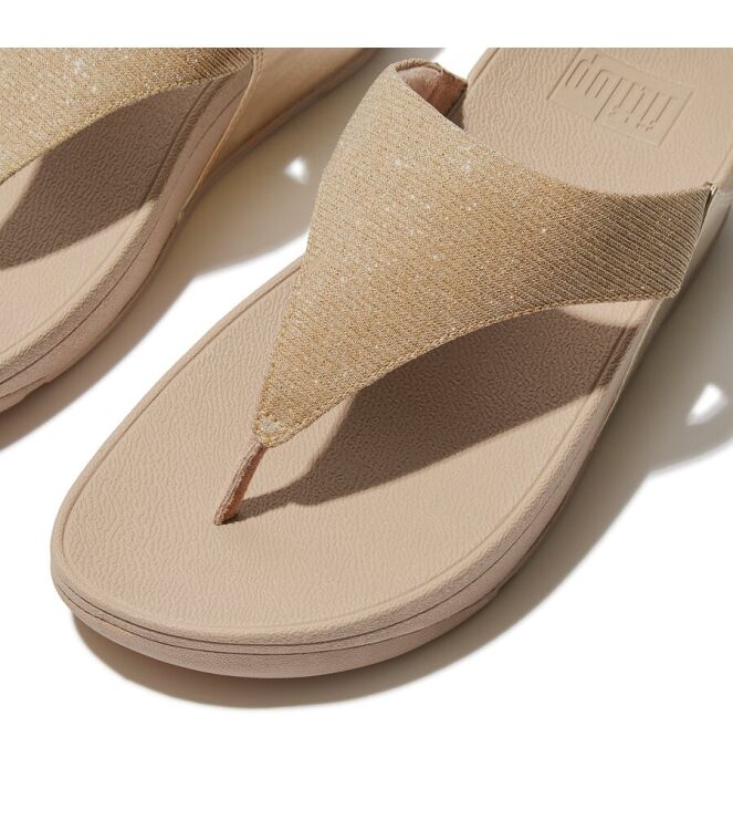 FitFlop Lulu Shimmerlux Toe-Post latte beige  FitFlop FZ7-A94, slippers Direct leverbaar uit de webshop