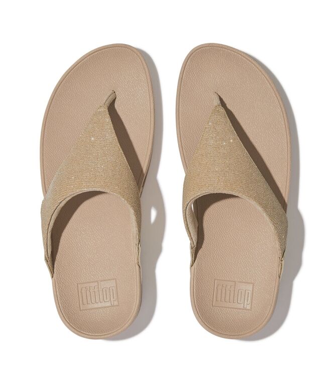 FitFlop Lulu Shimmerlux Toe-Post latte beige  FitFlop FZ7-A94, slippers Direct leverbaar uit de webshop