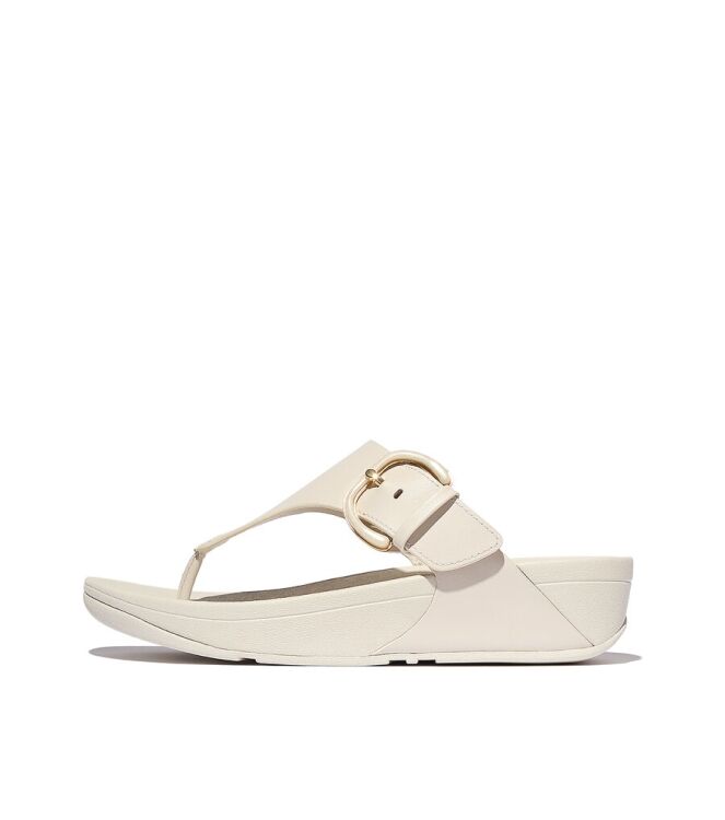 FitFlop Lulu Resin-Buckle Leather Toe-Post paris beige  FitFlop JE9-A99, slippers Direct leverbaar uit de webshop