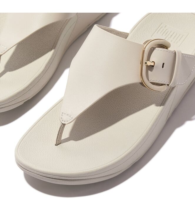FitFlop Lulu Resin-Buckle Leather Toe-Post paris beige  FitFlop JE9-A99, slippers Direct leverbaar uit de webshop