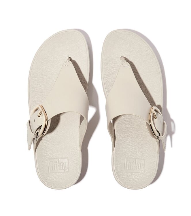 FitFlop Lulu Resin-Buckle Leather Toe-Post paris beige  FitFlop JE9-A99, slippers Direct leverbaar uit de webshop