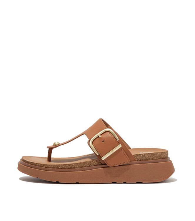 FitFlop Gen-FF Buckle Leather Toe-Post light tan  FitFlop HE7-592, slippers Direct leverbaar uit de webshop
