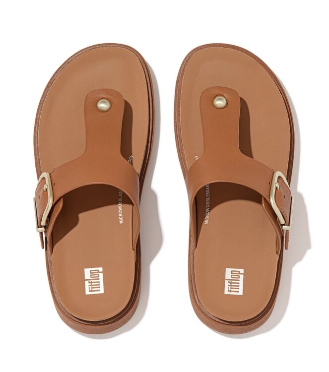 FitFlop Gen-FF Buckle Leather Toe-Post light tan  FitFlop HE7-592, slippers Direct leverbaar uit de webshop