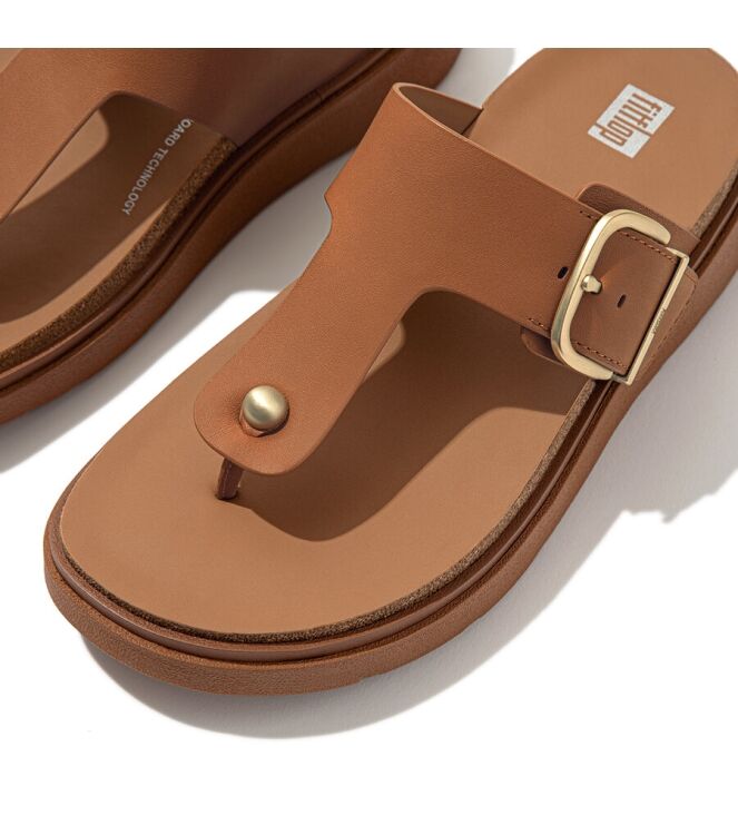 FitFlop Gen-FF Buckle Leather Toe-Post light tan  FitFlop HE7-592, slippers Direct leverbaar uit de webshop