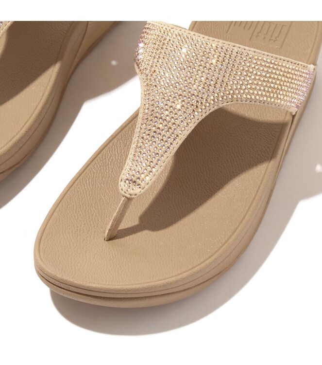 FitFlop Fitflop Lulu Toepost - Hotfix latte beige  FitFlop EC5-A94, slippers Direct leverbaar uit de webshop