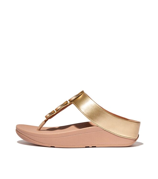 FitFlop Halo Metallic-Trim Toe-Post Sandals platino  FitFlop FE5-675, slippers Direct leverbaar uit de webshop