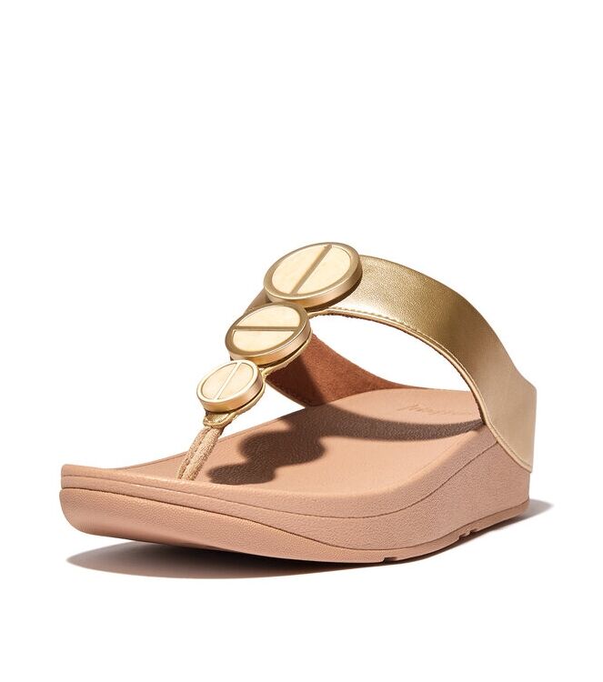 FitFlop Halo Metallic-Trim Toe-Post Sandals platino  FitFlop FE5-675, slippers Direct leverbaar uit de webshop