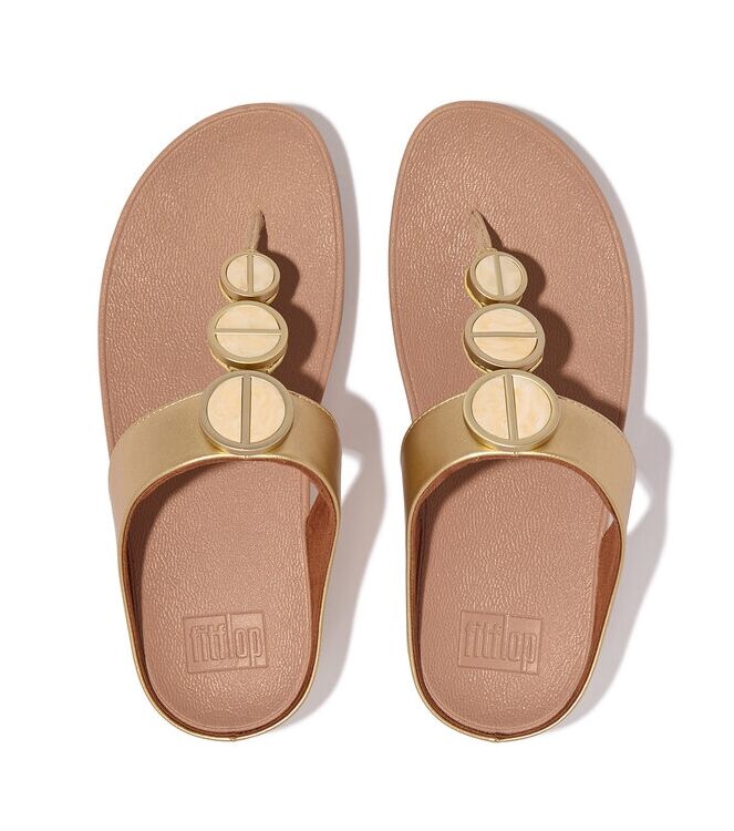 FitFlop Halo Metallic-Trim Toe-Post Sandals platino  FitFlop FE5-675, slippers Direct leverbaar uit de webshop
