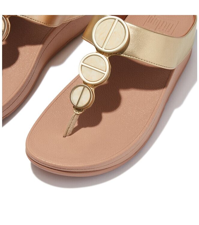 FitFlop Halo Metallic-Trim Toe-Post Sandals platino  FitFlop FE5-675, slippers Direct leverbaar uit de webshop