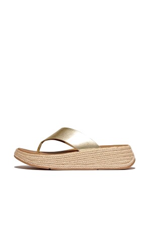 FitFlop F-Mode Espadrille Leather Flatform Toepost platino  FitFlop F-Mode Espadrille Leather Flatform Toepost platino