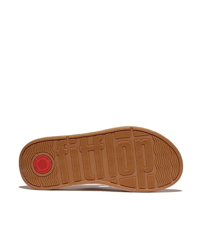 FitFlop F-Mode Espadrille Leather Flatform Toepost platino  FitFlop IV6-675, slippers Direct leverbaar uit de webshop