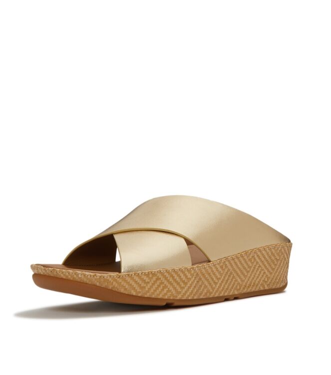 FitFlop Lulu Lux Graphic-Weave Cross platino FitFlop A4P-675, slippers Direct leverbaar uit de webshop