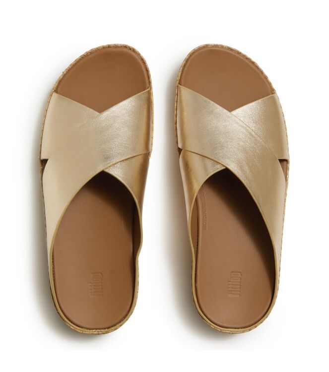 FitFlop Lulu Lux Graphic-Weave Cross platino FitFlop A4P-675, slippers Direct leverbaar uit de webshop
