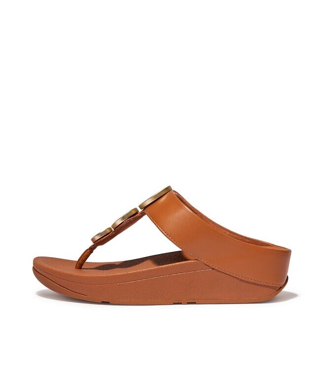 FitFlop Halo Metallic-Trim Toe-Post Sandals light tan  FitFlop FE5-592, slippers Direct leverbaar uit de webshop