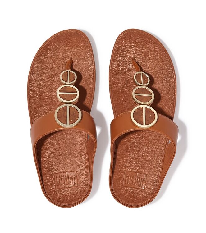 FitFlop Halo Metallic-Trim Toe-Post Sandals light tan  FitFlop FE5-592, slippers Direct leverbaar uit de webshop