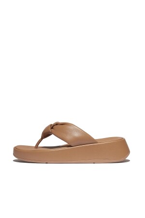 FitFlop F-Mode Knot Soft-Leather Flatform Toe-Post classic tan  FitFlop F-Mode Knot Soft-Leather Flatform Toe-Post classic tan