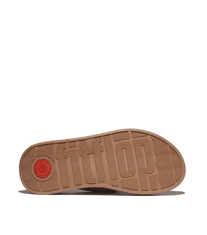 FitFlop F-Mode Knot Soft-Leather Flatform Toe-Post classic tan  FitFlop IY1-B87, slippers Direct leverbaar uit de webshop
