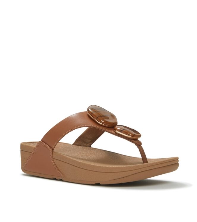 FitFlop Lulu Marbled-Stone Toe-Post deep tan FitFlop A4T-C15, slippers Direct leverbaar uit de webshop