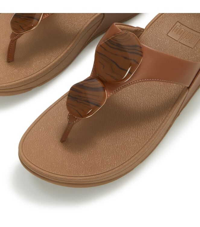 FitFlop Lulu Marbled-Stone Toe-Post deep tan FitFlop A4T-C15, slippers Direct leverbaar uit de webshop