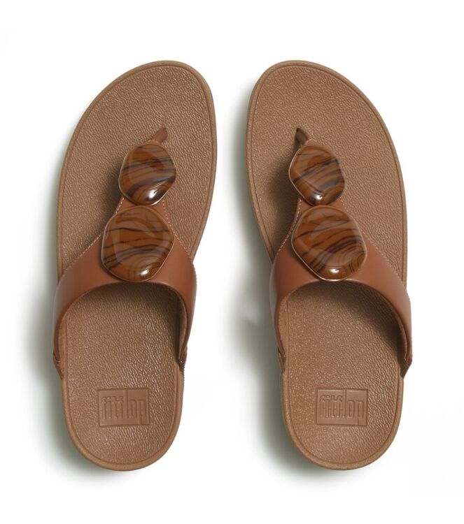 FitFlop Lulu Marbled-Stone Toe-Post deep tan FitFlop A4T-C15, slippers Direct leverbaar uit de webshop