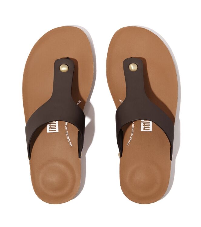 FitFlop Iqushion Toe-Post Sandals chocolate brown  FitFlop HE9-167, slippers Direct leverbaar uit de webshop