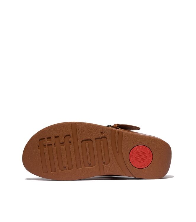 FitFlop Lulu Resin-Buckle Leather Toe-Post deep tan  FitFlop JE9-C15, slippers Direct leverbaar uit de webshop