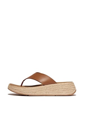 FitFlop F-Mode Espadrille Leather Flatform Toepost deep tan  FitFlop F-Mode Espadrille Leather Flatform Toepost deep tan