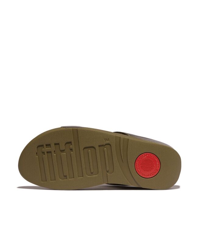 FitFlop Fitflop Halo Bead-Circle Metallic H-Bar Slides metallic camo-green  FitFlop HJ2-C23, slippers Direct leverbaar uit de webshop