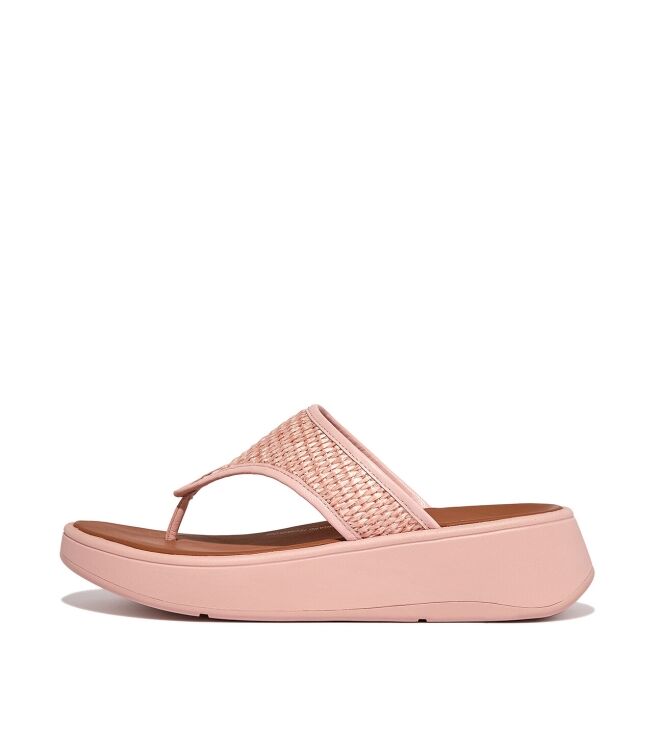 FitFlop F-Mode Woven-Raffia Flatform Sandals pink salt  FitFlop FX7-A35, slippers Direct leverbaar uit de webshop