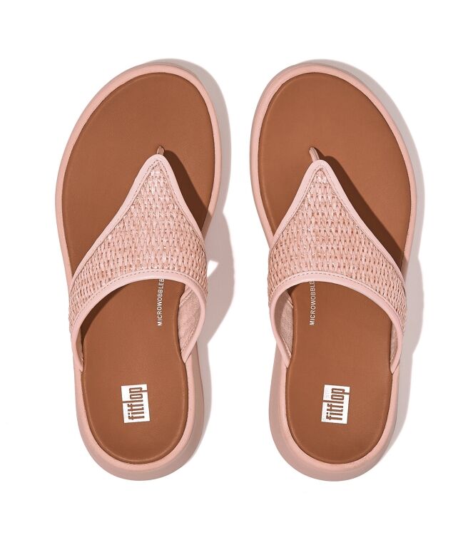 FitFlop F-Mode Woven-Raffia Flatform Sandals pink salt  FitFlop FX7-A35, slippers Direct leverbaar uit de webshop