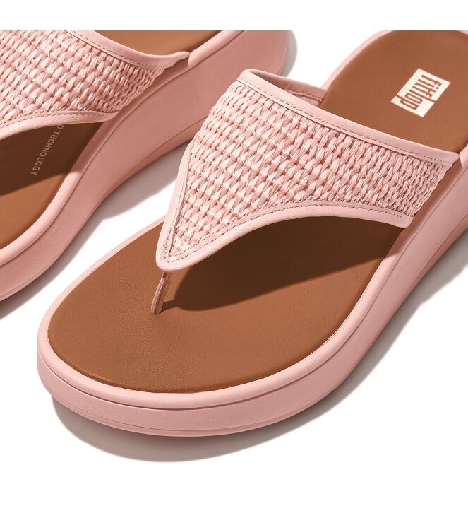 FitFlop F-Mode Woven-Raffia Flatform Sandals pink salt  FitFlop FX7-A35, slippers Direct leverbaar uit de webshop