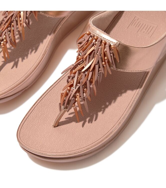 FitFlop Rumba Beaded Metallic rose gold  FitFlop HI7-323, slippers Direct leverbaar uit de webshop