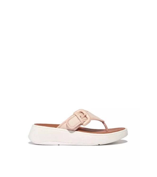 FitFlop F-Mode Buckle Canvas Flatform rose foam  FitFlop FY6-A41, slippers Direct leverbaar uit de webshop