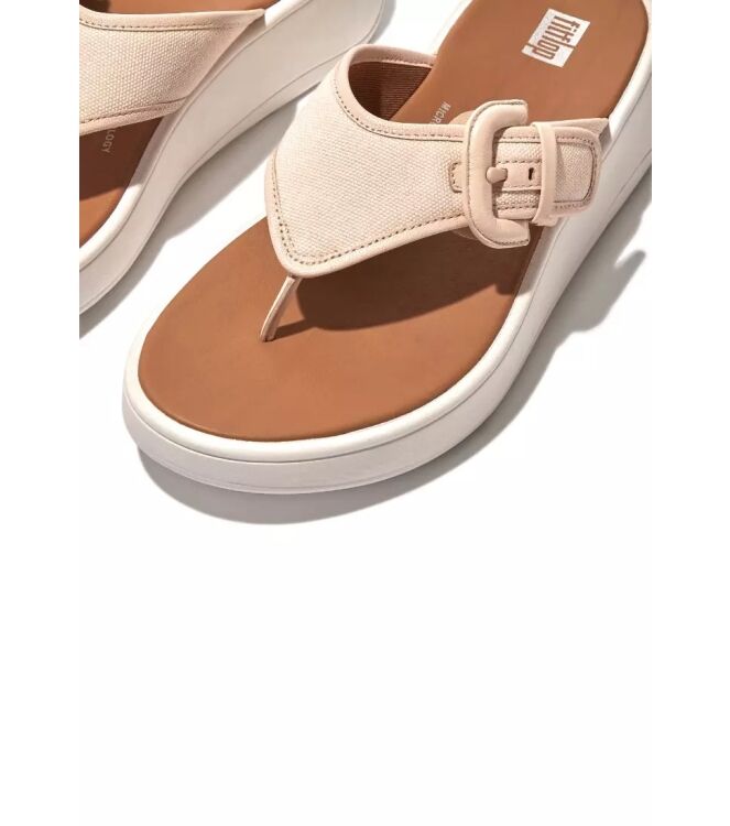 FitFlop F-Mode Buckle Canvas Flatform rose foam  FitFlop FY6-A41, slippers Direct leverbaar uit de webshop