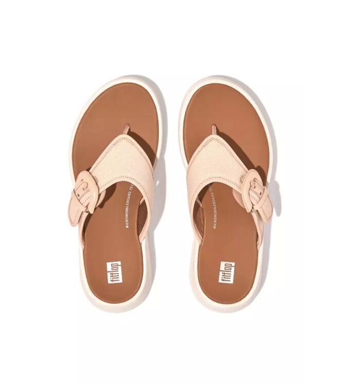 FitFlop F-Mode Buckle Canvas Flatform rose foam  FitFlop FY6-A41, slippers Direct leverbaar uit de webshop