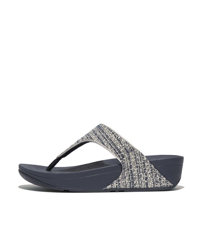 FitFlop Lulu Shimmerweave Toe-Post Sandals midnight navy  FitFlop GO1-442, slippers Direct leverbaar uit de webshop