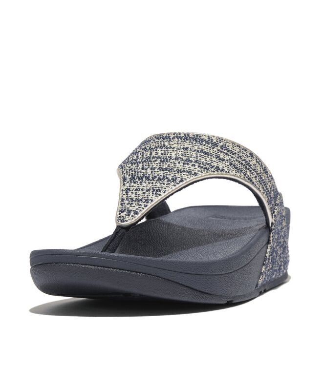 FitFlop Lulu Shimmerweave Toe-Post Sandals midnight navy  FitFlop GO1-442, slippers Direct leverbaar uit de webshop